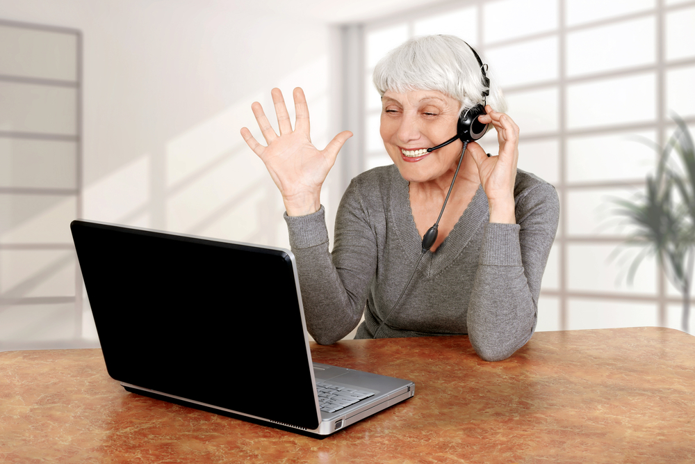 senior lady on zoom call