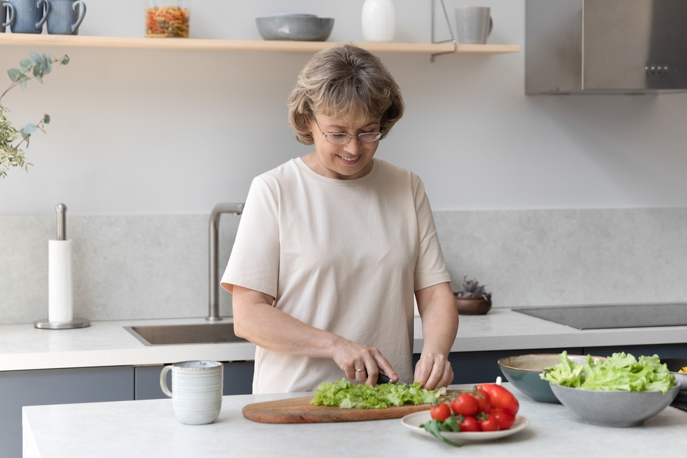 Senior preparing healthy food