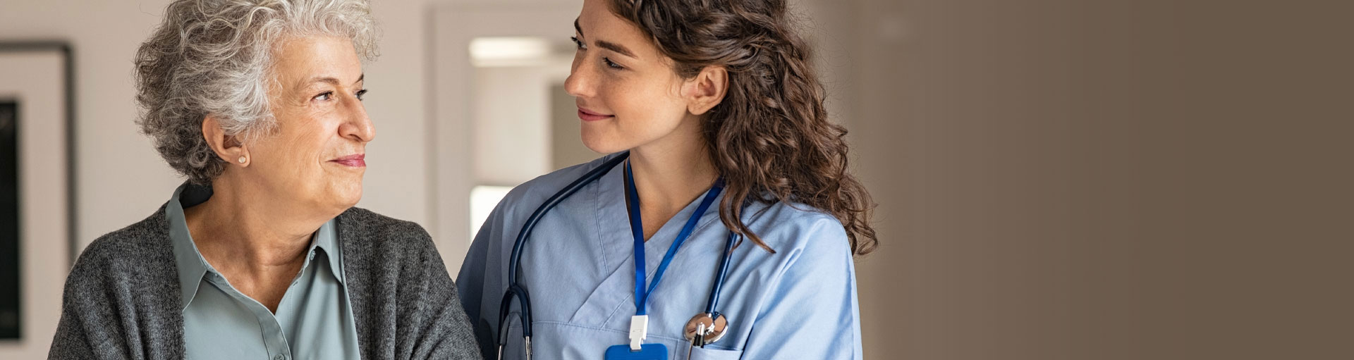 home healthcare worker with elderly woman